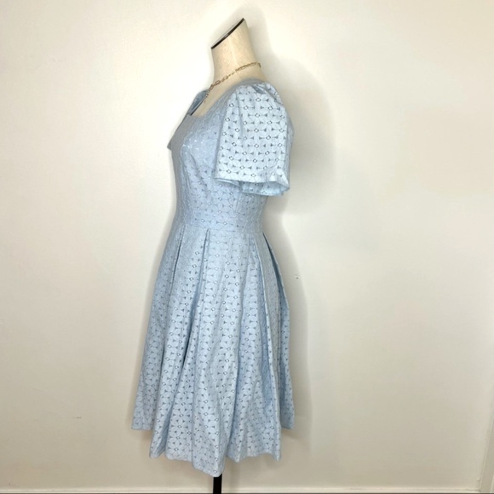 Rachel Parcell Light Blue Eyelet Puff-Sleeve Fit-and-Flare Dress - Picture 6 of 8